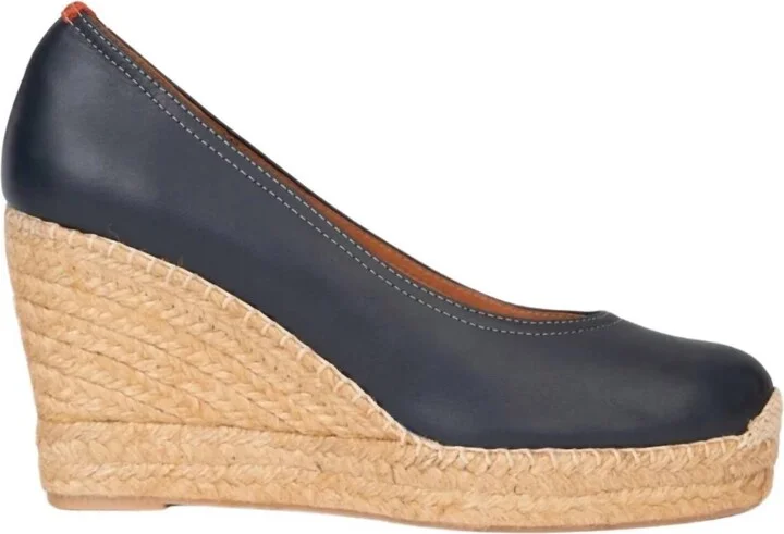 Women's Scoop Leather Espadrille In Navy