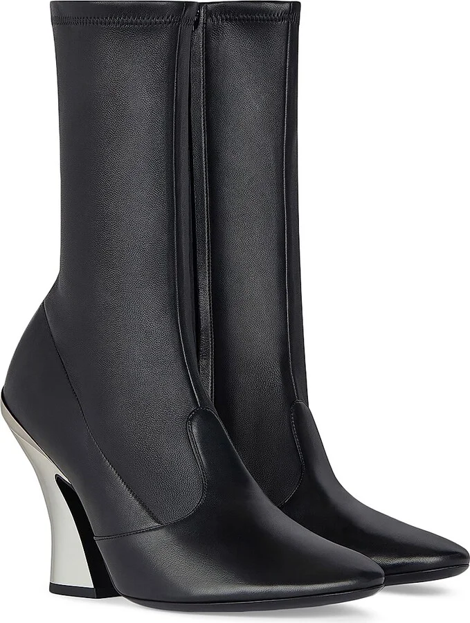 Women's Sculpted Ankle Boots in Nappa Leather - Black Silvery - Size 6 - Image 2