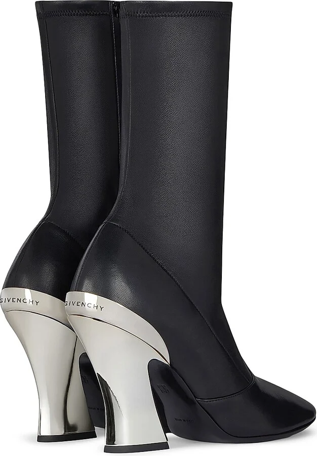 Women's Sculpted Ankle Boots in Nappa Leather - Black Silvery - Size 6 - Image 4