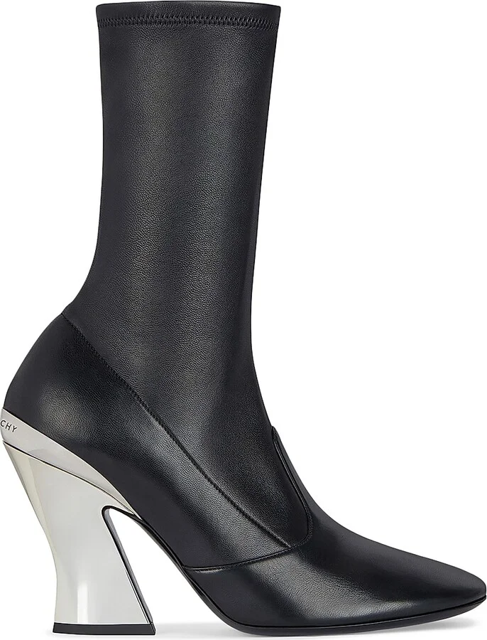 Women's Sculpted Ankle Boots in Nappa Leather - Black Silvery - Size 6