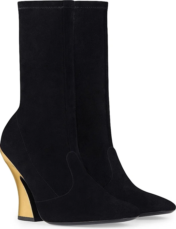 Women's Sculpted Ankle Boots in Suede - Black Golden - Size 6 - Image 2