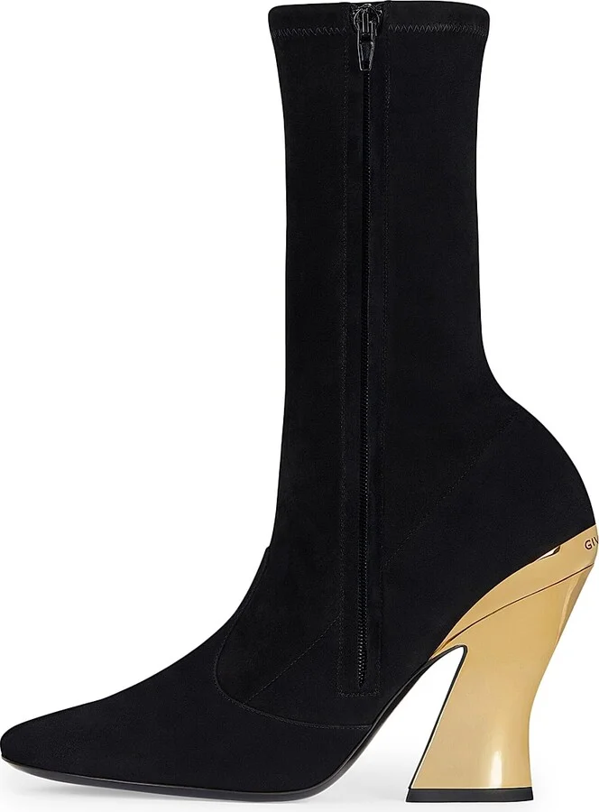 Women's Sculpted Ankle Boots in Suede - Black Golden - Size 6 - Image 3