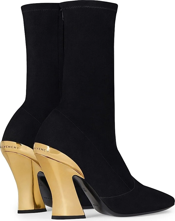 Women's Sculpted Ankle Boots in Suede - Black Golden - Size 6 - Image 4