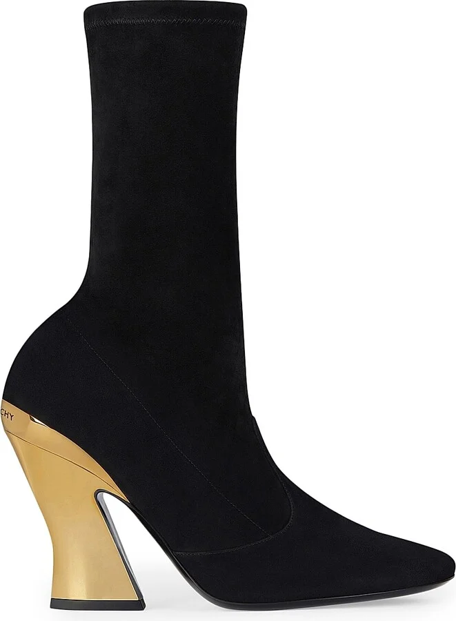 Women's Sculpted Ankle Boots in Suede - Black Golden - Size 6
