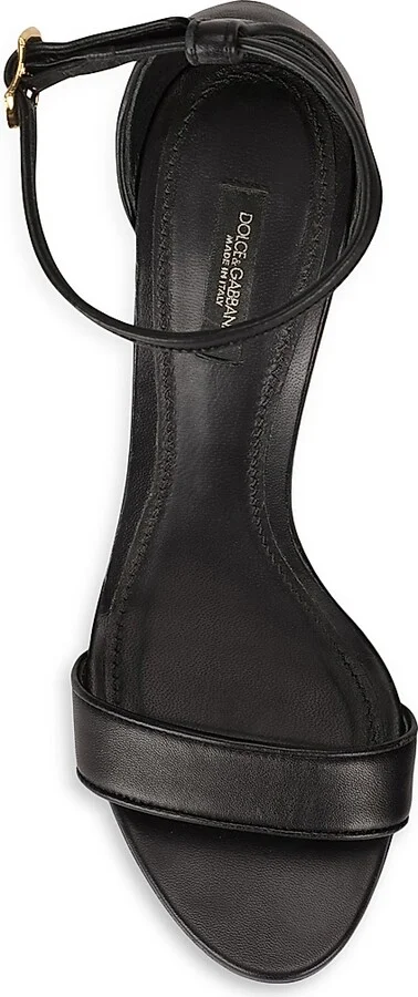 Women's Sculpted-Heel Baroque DG Leather Sandals - Black - Size 6 - Image 5