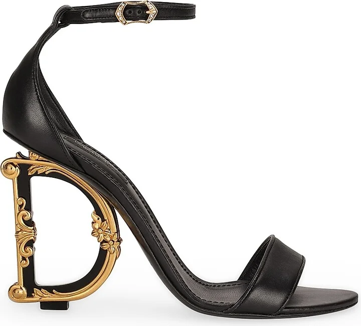 Women's Sculpted-Heel Baroque DG Leather Sandals - Black - Size 6