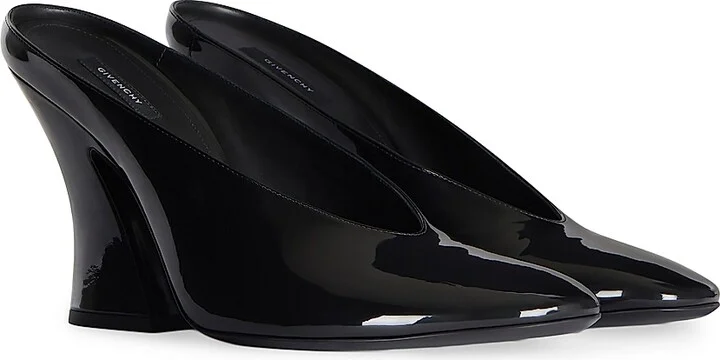 Women's Sculpted Heeled Mules in Patent Leather - Black - Size 6 - Image 2