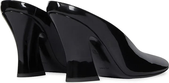 Women's Sculpted Heeled Mules in Patent Leather - Black - Size 6 - Image 4