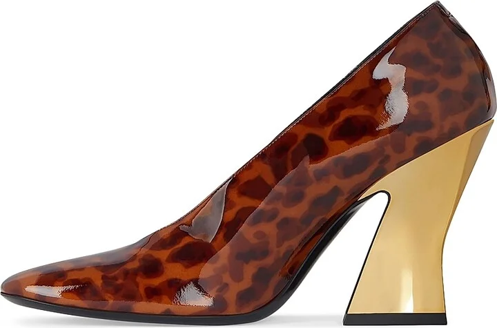 Women's Sculpted Heeled Pumps in Tortoise Shell Patent Leather - Dark Brown Black - Size 6 - Image 3