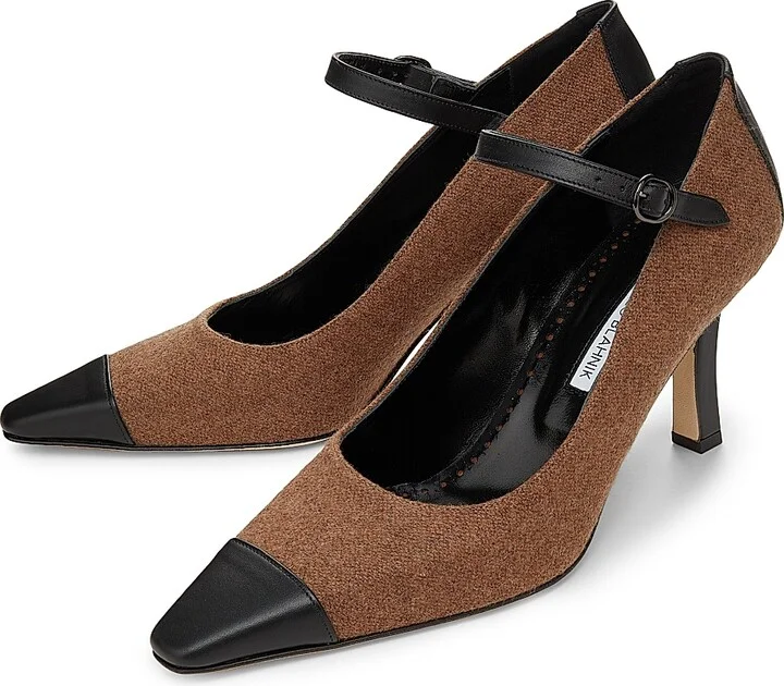 Women's Semele Wool-Blend Cap-Toe Pumps - Black Medium Brown - Size 8.5 - Image 2