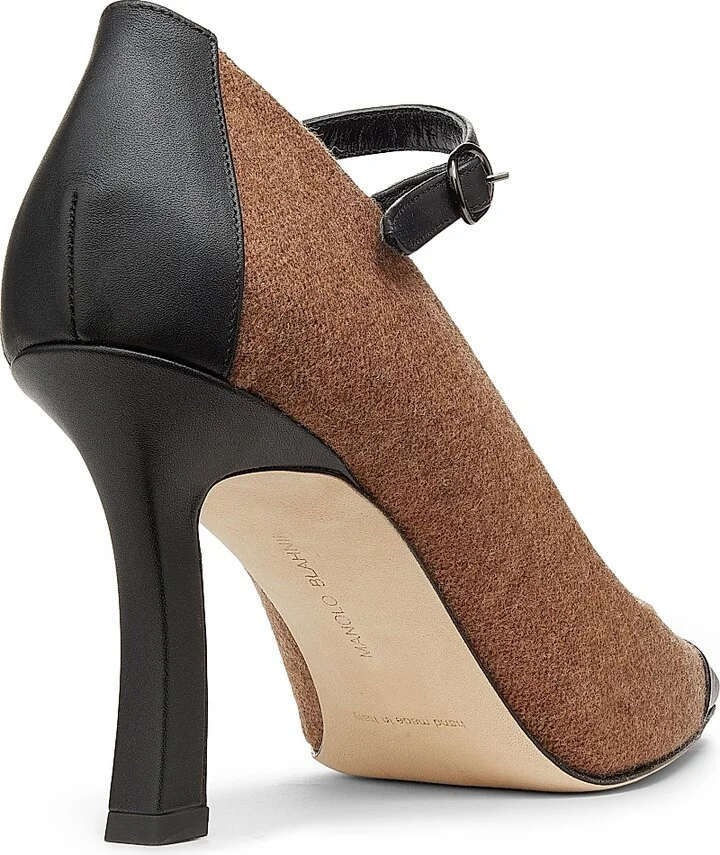 Women's Semele Wool-Blend Cap-Toe Pumps - Black Medium Brown - Size 8.5 - Image 3