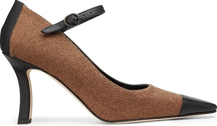 Women's Semele Wool-Blend Cap-Toe Pumps - Black Medium Brown - Size 8.5