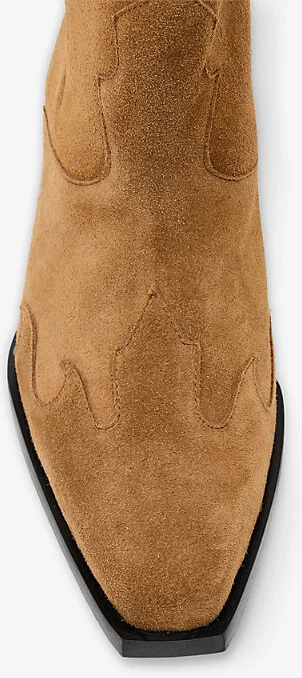 Womens Sepia Brown Dolly Western Embroidered Suede Knee-High Heeled Boots Eur 36 / 3 Uk Women - Image 2