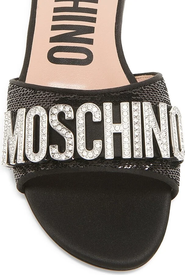 Women's Sequin & Crystal-Embellished Mules - Black - Size 5 - Image 4