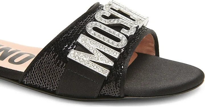 Women's Sequin & Crystal-Embellished Mules - Black - Size 5 - Image 6