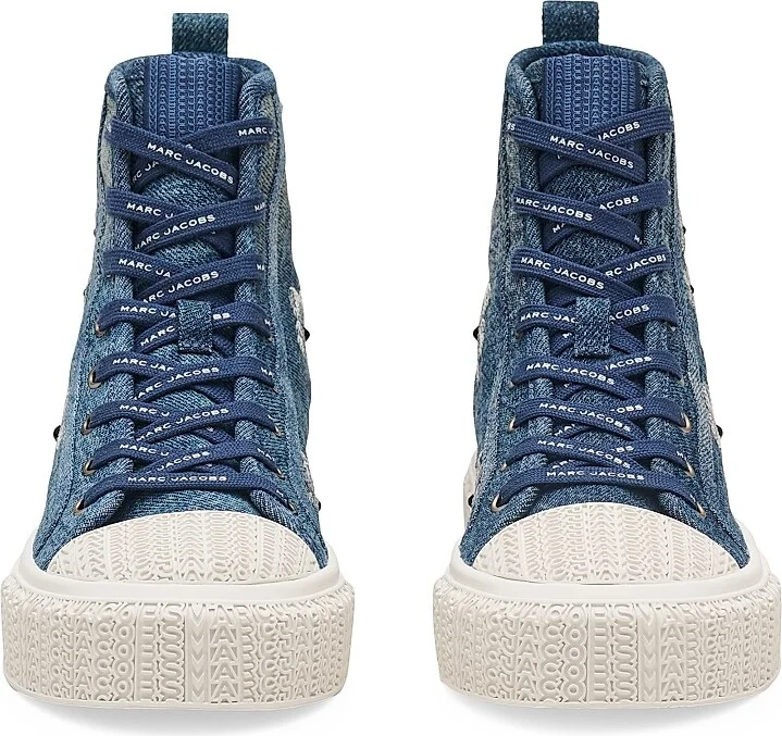 Women's Sequined Denim High Top Sneakers - Vintage Indigo - Size 5 - Image 3