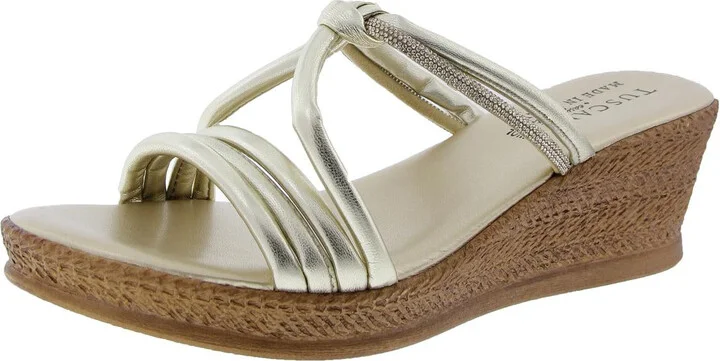 Womens Sequined Manmade Wedge Sandals