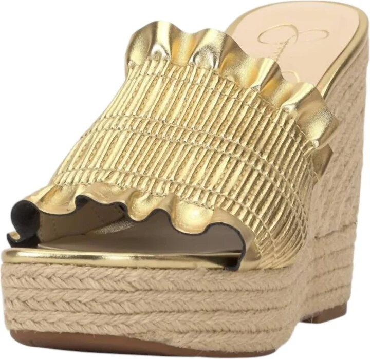 Women's Serilda Espadrille Platform Wedge Sandals In Rich Gold