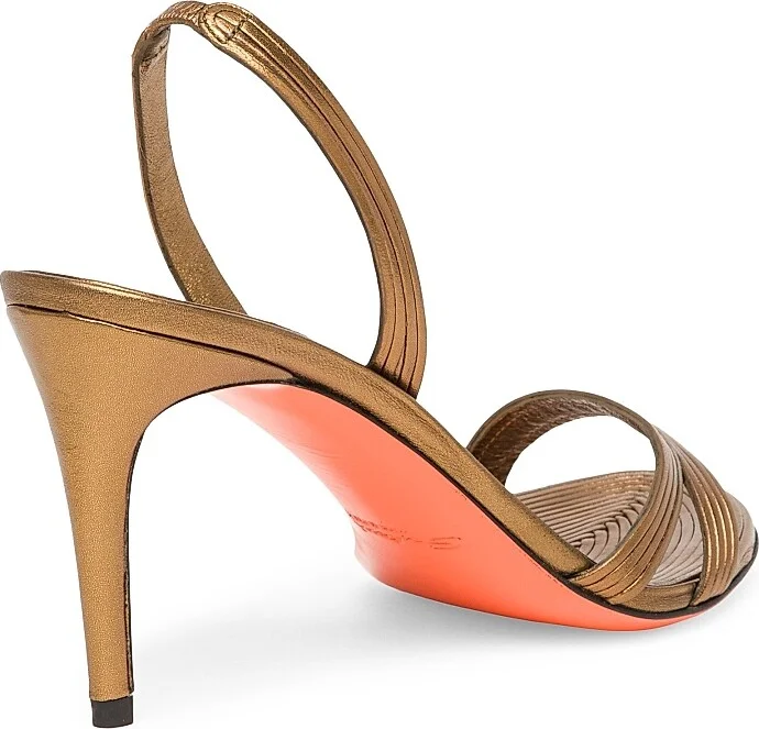 Women's Serpenti 85MM Metallic Leather Slingback Sandals - Bronze - Size 7.5 - Image 4