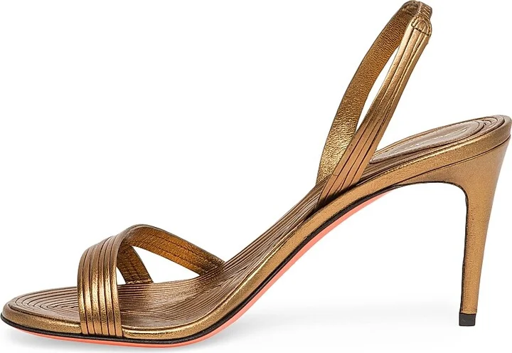 Women's Serpenti 85MM Metallic Leather Slingback Sandals - Bronze - Size 7.5 - Image 6