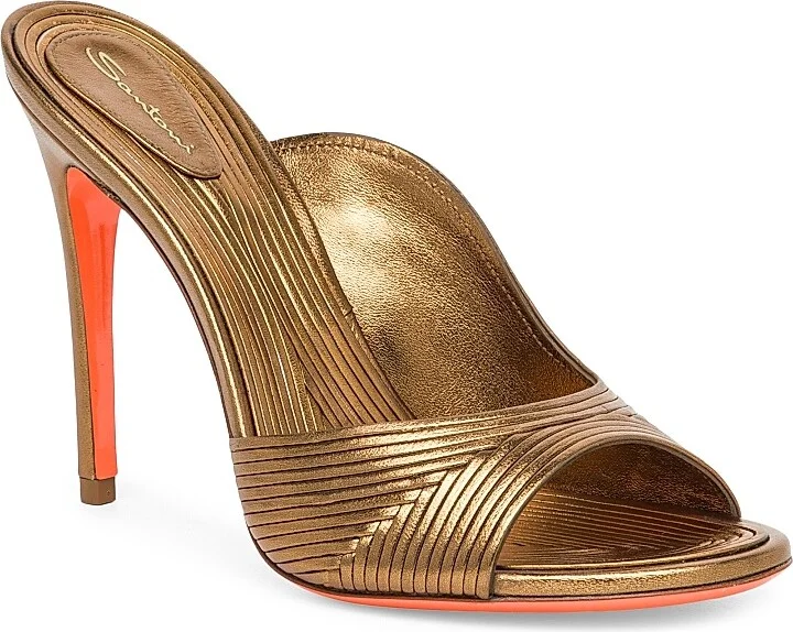 Women's Serpentine 85MM Metallic Leather Sandals - Bronze - Size 6 - Image 2