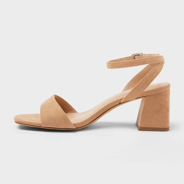 Women's Shannon Ankle Strap Block Heels with Memory Foam Insole - A New Day™ Beige 8 - Image 2