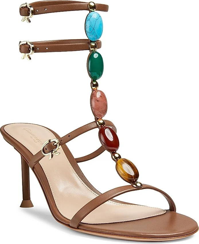 Women's Shanti 70MM Nappa Leather Sandals - Cuoio - Size 6 - Image 2