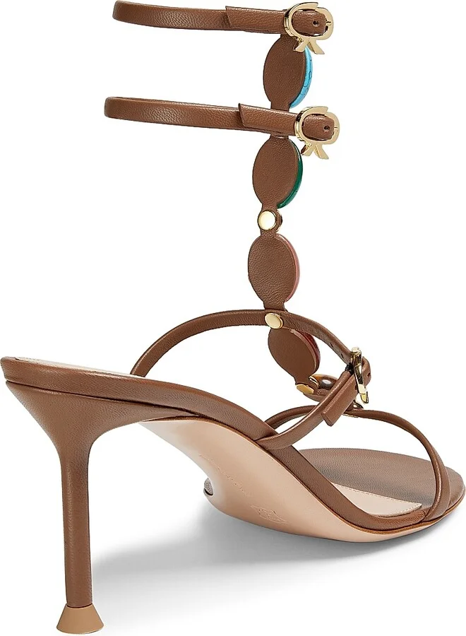 Women's Shanti 70MM Nappa Leather Sandals - Cuoio - Size 6 - Image 3