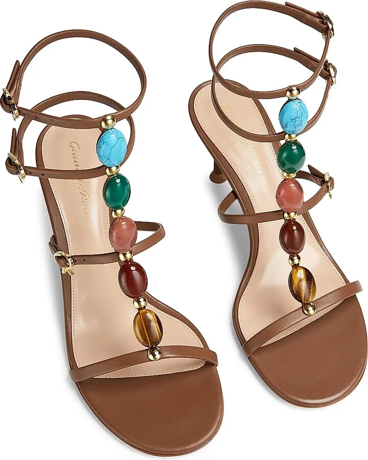 Women's Shanti 70MM Nappa Leather Sandals - Cuoio - Size 6 - Image 4