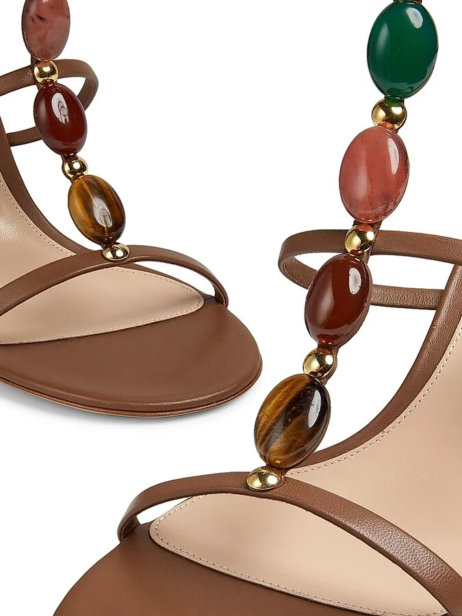 Women's Shanti 70MM Nappa Leather Sandals - Cuoio - Size 6 - Image 5