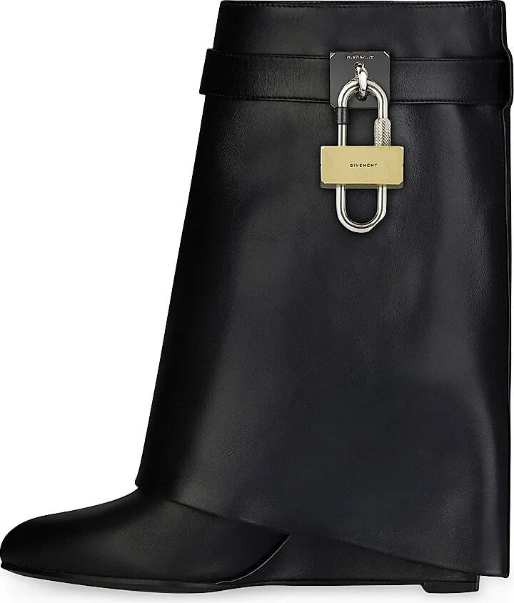 Women's Shark Lock Ankle Boots in Leather - Black - Size 5 - Image 6