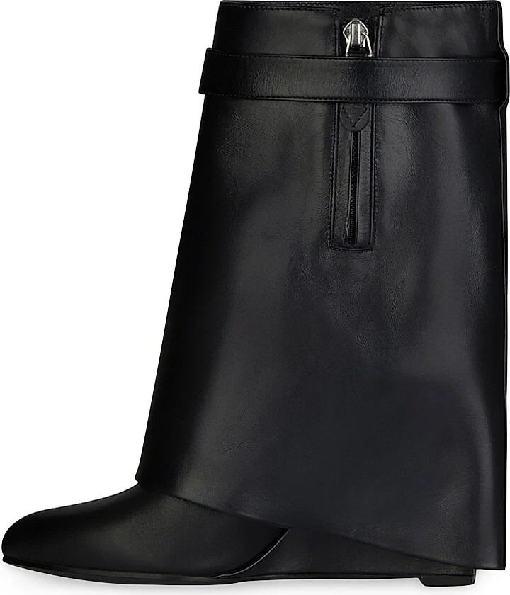 Women's Shark Lock Ankle Boots in Leather - Black - Size 5 - Image 7