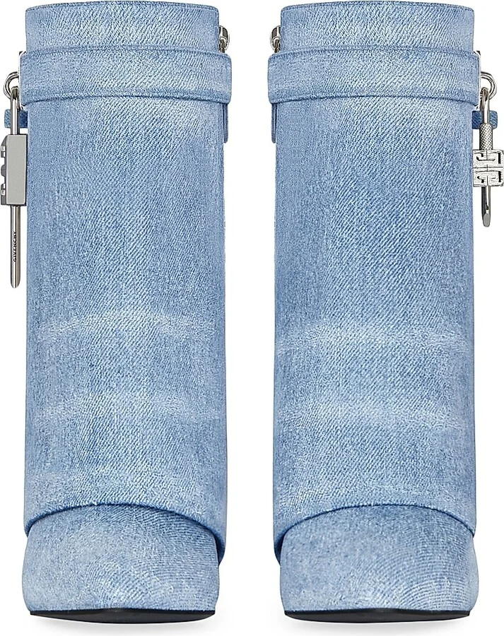 Women's Shark Lock Ankle Boots in Washed Denim - Medium Blue - Size 11 - Image 4