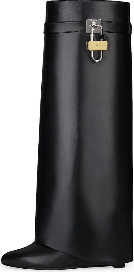 Women's Shark Lock Boots in Leather - Black - Size 5 - Image 3
