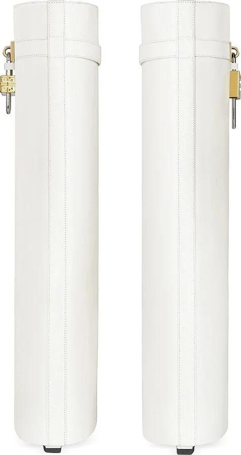 Women's Shark Lock Boots in Leather - Ivory - Size 5 - Image 4