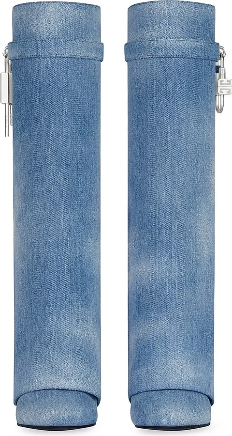 Women's Shark Lock Boots in Washed Denim - Medium Blue - Size 11 - Image 6