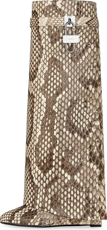 Women's Shark Lock Boots Wide Fit In Python - Grey Natural - Size 7 - Image 3