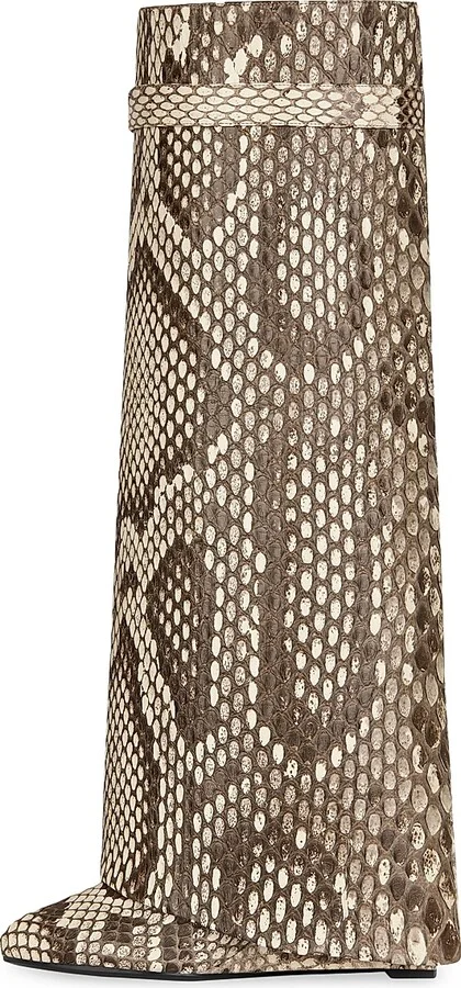 Women's Shark Lock Boots Wide Fit In Python - Grey Natural - Size 7 - Image 4