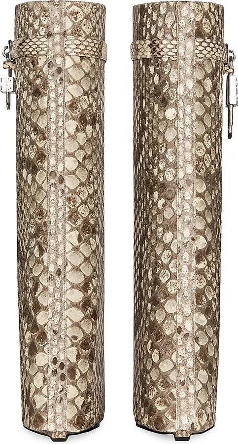 Women's Shark Lock Boots Wide Fit In Python - Grey Natural - Size 7 - Image 5