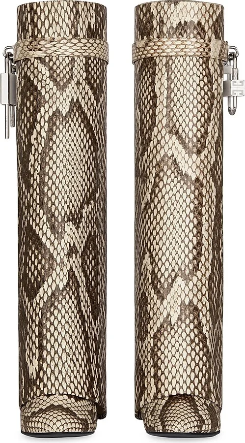 Women's Shark Lock Boots Wide Fit In Python - Grey Natural - Size 7 - Image 6