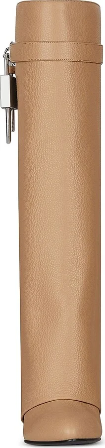 Women's Shark Lock Pant Boots in Grained Leather - Beige - Size 5 - Image 3