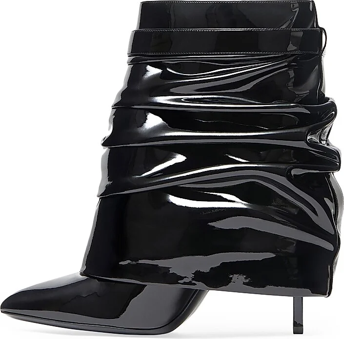 Women's Shark Lock Stiletto Ankle Boots in Latex - Black - Size 6 - Image 3