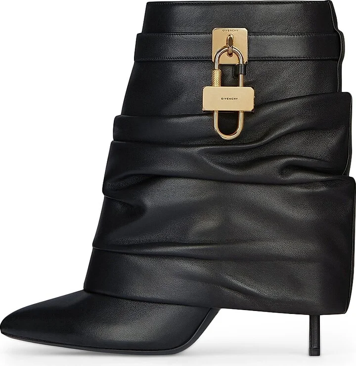 Women's Shark Lock Stiletto Ankle Boots in Nappa Leather - Black - Size 6 - Image 2