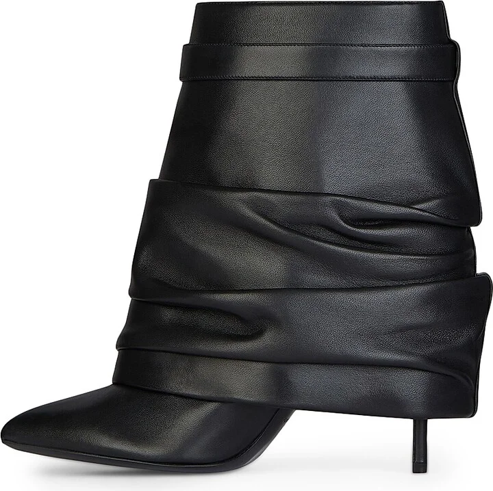 Women's Shark Lock Stiletto Ankle Boots in Nappa Leather - Black - Size 6 - Image 3