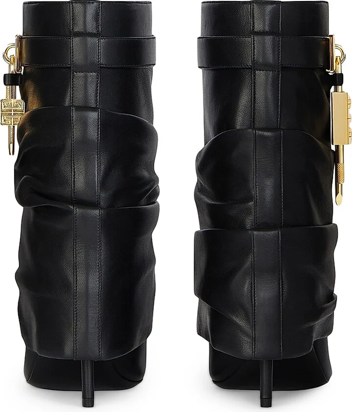 Women's Shark Lock Stiletto Ankle Boots in Nappa Leather - Black - Size 6 - Image 4