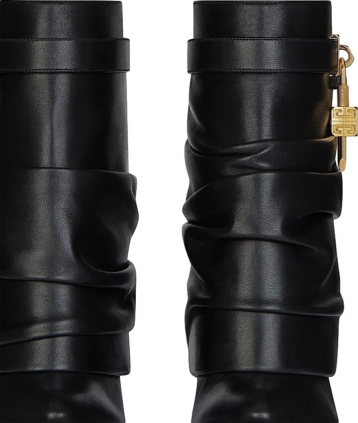 Women's Shark Lock Stiletto Ankle Boots in Nappa Leather - Black - Size 6 - Image 5