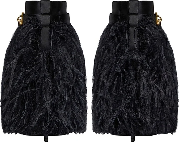 Women's Shark Lock Stiletto Ankle Boots in Satin with Feathers - Black - Size 7 - Image 6