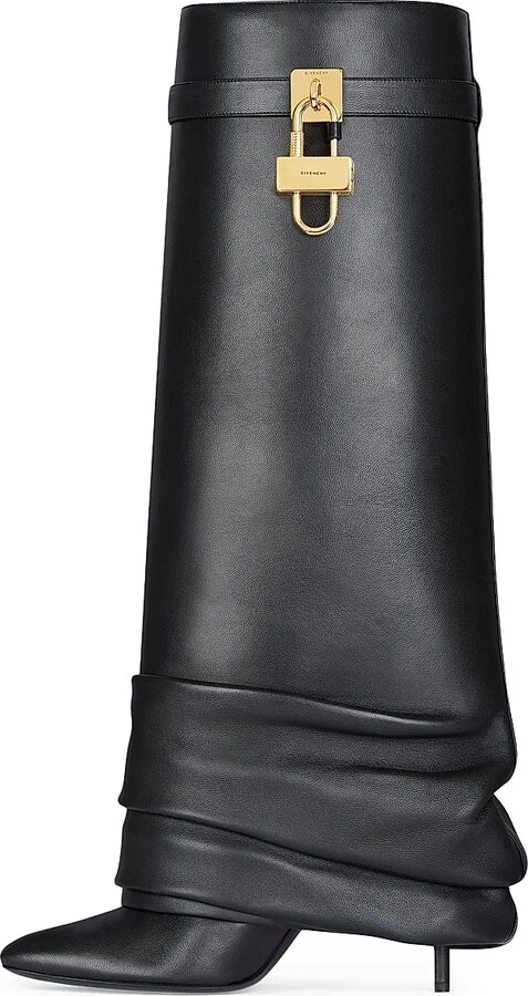 Women's Shark Lock Stiletto Boots in Nappa Leather - Black - Size 6 - Image 2