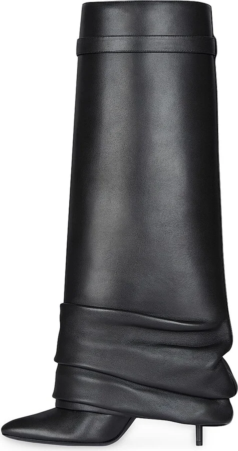 Women's Shark Lock Stiletto Boots in Nappa Leather - Black - Size 6 - Image 3