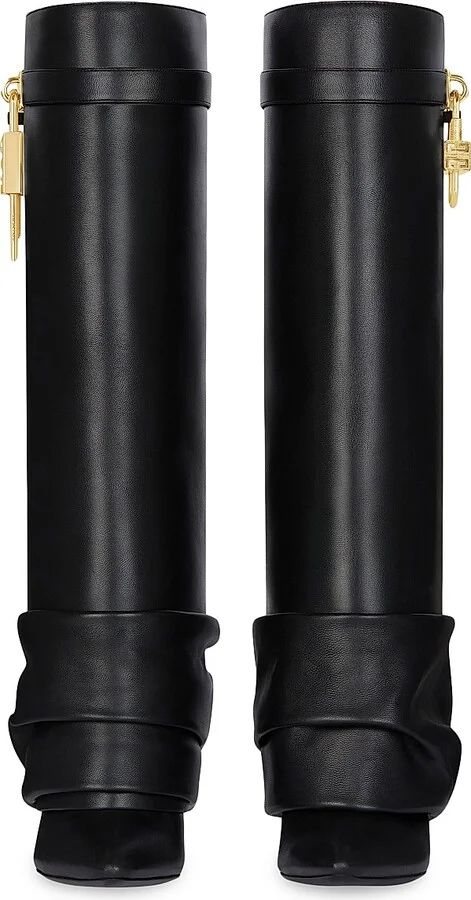 Women's Shark Lock Stiletto Boots in Nappa Leather - Black - Size 6 - Image 4
